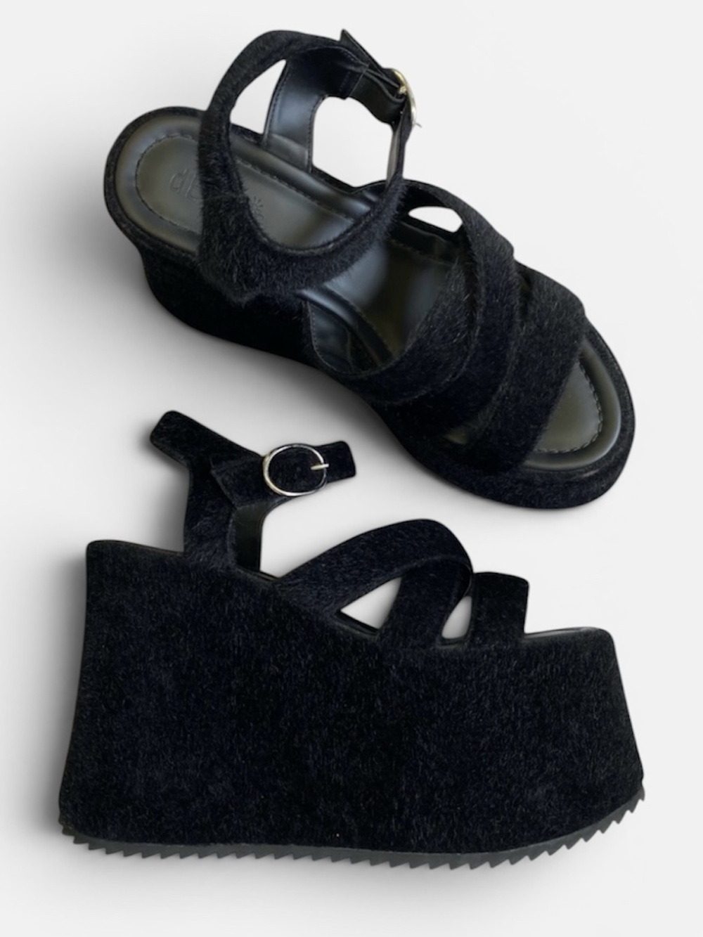 Delia's She Walks On Me Fuzzy Strappy Sandals Platform Shoes